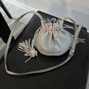 Lucky Brand Mini Leather Tassel Drawstring  bucket bag